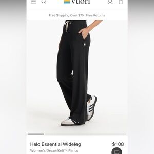 Vuori Wide Leg Pant Black Heather Medium
